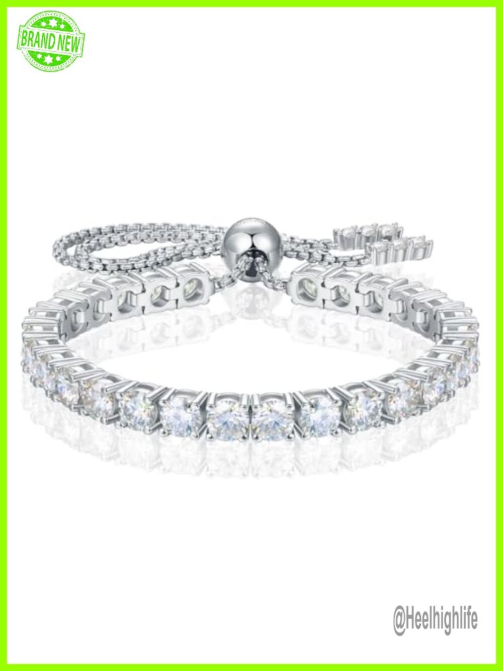 Moissanite Tennis Bracelet 18K White Gold Plated S925 Sterling Silver Adjustable